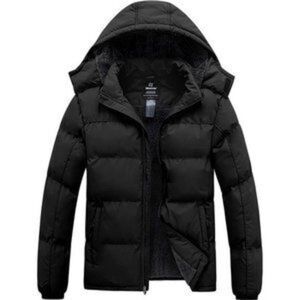 New Men's Warm Puffer Jacket Thicken Padded Black Coat